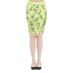 Black and white vector flowers at canary yellow Midi Wrap Pencil Skirt