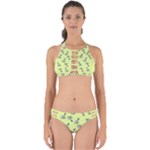 Black and white vector flowers at canary yellow Perfectly Cut Out Bikini Set