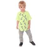 Black and white vector flowers at canary yellow Kids  Raglan Tee