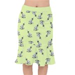 Black and white vector flowers at canary yellow Short Mermaid Skirt