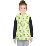 Black and white vector flowers at canary yellow Kids  Hooded Puffer Vest