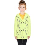 Black and white vector flowers at canary yellow Kids  Double Breasted Button Coat