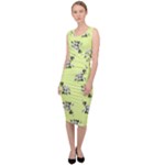 Black and white vector flowers at canary yellow Sleeveless Pencil Dress