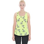 Black and white vector flowers at canary yellow Piece Up Tank Top