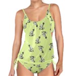 Black and white vector flowers at canary yellow Tankini Set