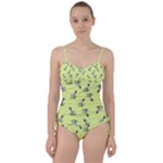 Black and white vector flowers at canary yellow Sweetheart Tankini Set