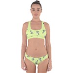 Black and white vector flowers at canary yellow Cross Back Hipster Bikini Set