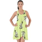 Black and white vector flowers at canary yellow Show Some Back Chiffon Dress