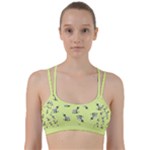 Black and white vector flowers at canary yellow Line Them Up Sports Bra