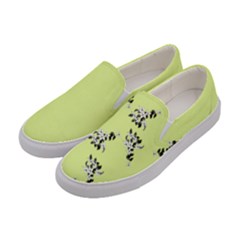 Black And White Vector Flowers At Canary Yellow Women s Canvas Slip Ons by Casemiro