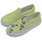 Black and white vector flowers at canary yellow Kids  Canvas Slip Ons