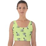 Black and white vector flowers at canary yellow Velvet Crop Top