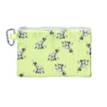 Black and white vector flowers at canary yellow Canvas Cosmetic Bag (Medium)