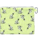 Black and white vector flowers at canary yellow Canvas Cosmetic Bag (XXXL) View2