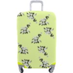 Black and white vector flowers at canary yellow Luggage Cover (Large)