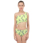 Black and white vector flowers at canary yellow Spliced Up Two Piece Swimsuit