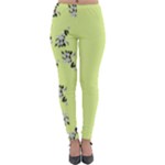 Black and white vector flowers at canary yellow Lightweight Velour Leggings