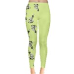 Black and white vector flowers at canary yellow Inside Out Leggings
