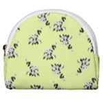 Black and white vector flowers at canary yellow Horseshoe Style Canvas Pouch