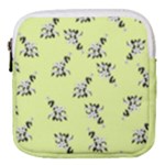 Black and white vector flowers at canary yellow Mini Square Pouch