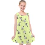 Black and white vector flowers at canary yellow Kids  Cross Back Dress