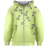 Black and white vector flowers at canary yellow Kids  Zipper Hoodie Without Drawstring