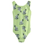 Black and white vector flowers at canary yellow Kids  Cut-Out Back One Piece Swimsuit