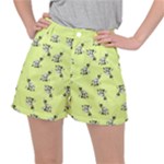 Black and white vector flowers at canary yellow Ripstop Shorts