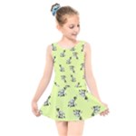 Black and white vector flowers at canary yellow Kids  Skater Dress Swimsuit