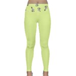 Black and white vector flowers at canary yellow Lightweight Velour Classic Yoga Leggings
