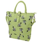 Black and white vector flowers at canary yellow Buckle Top Tote Bag