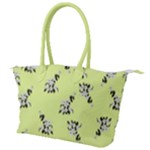 Black and white vector flowers at canary yellow Canvas Shoulder Bag
