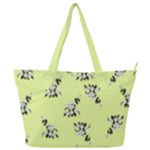 Black and white vector flowers at canary yellow Full Print Shoulder Bag