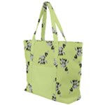 Black and white vector flowers at canary yellow Zip Up Canvas Bag