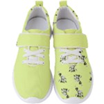 Black and white vector flowers at canary yellow Men s Velcro Strap Shoes