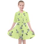 Black and white vector flowers at canary yellow Kids  All Frills Chiffon Dress