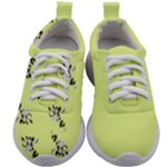 Black and white vector flowers at canary yellow Kids Athletic Shoes
