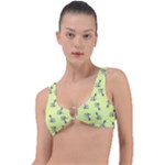 Black and white vector flowers at canary yellow Ring Detail Bikini Top