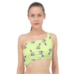 Black and white vector flowers at canary yellow Spliced Up Bikini Top 