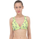 Black and white vector flowers at canary yellow Classic Banded Bikini Top