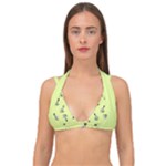 Black and white vector flowers at canary yellow Double Strap Halter Bikini Top