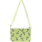 Black and white vector flowers at canary yellow Double Gusset Crossbody Bag