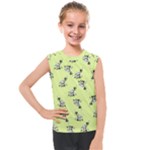 Black and white vector flowers at canary yellow Kids  Mesh Tank Top