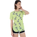 Black and white vector flowers at canary yellow Perpetual Short Sleeve T-Shirt