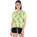 Black and white vector flowers at canary yellow Open Back Sport Tee