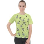 Black and white vector flowers at canary yellow Women s Sport Raglan Tee