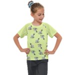 Black and white vector flowers at canary yellow Kids  Mesh Piece Tee