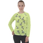 Black and white vector flowers at canary yellow Women s Long Sleeve Raglan Tee