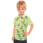 Black and white vector flowers at canary yellow Kids  Polo Tee