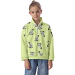 Black and white vector flowers at canary yellow Kids  Half Zip Hoodie